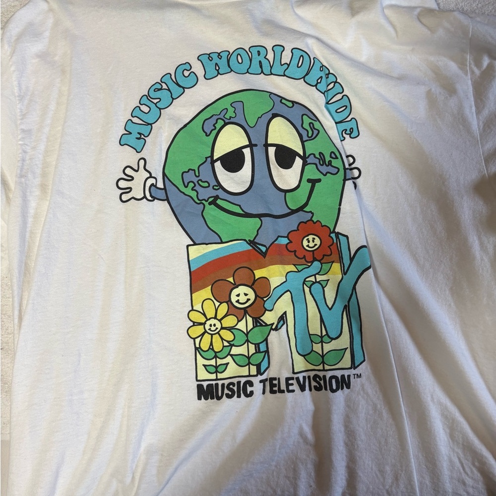 MTV White Graphic Tee with Colorful Design